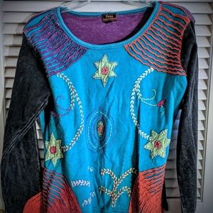 Rising International LS shirt hippie boho top m/l